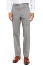 Men's John W. Nordstrom Torino Traditional Fit Flat Front Solid Stretch Cotton Trousers - Grey