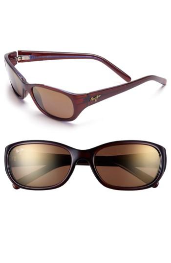 Women's Maui Jim Kuiaha Bay 55mm Polarizedplus Sport Sunglasses - Rootbeer Blue