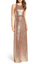 Women's Jenny Yoo Sloane Sequin Halter Gown - Pink