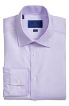 Men's David Donahue Trim Fit Houndstooth Dress Shirt .5 - 32/33 - Purple