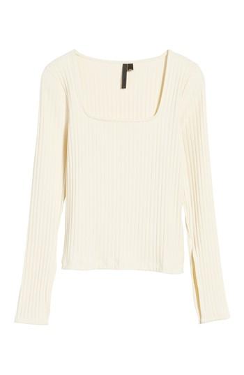 Women's Topshop Boutique Square Neck Slit Cuff Sweater Us (fits Like 0-2) - Beige