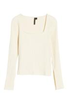 Women's Topshop Boutique Square Neck Slit Cuff Sweater Us (fits Like 0-2) - Beige