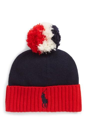 Men's Polo Ralph Lauren Big Pony Pom Stocking Cap - Blue