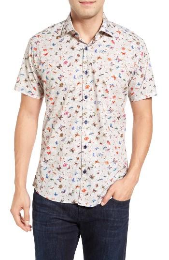 Men's Jared Lang Trim Fit Print Sport Shirt - Brown