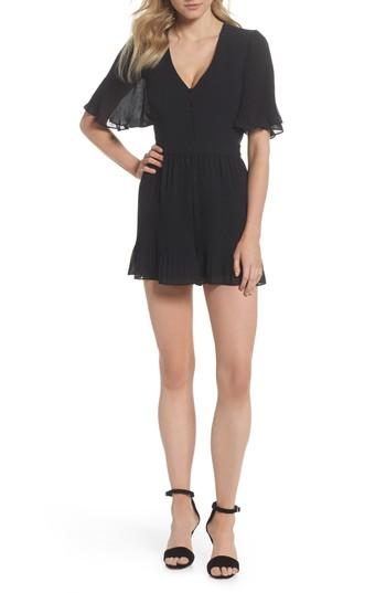 Women's Adelyn Rae Rosalie Pleated Romper - Black