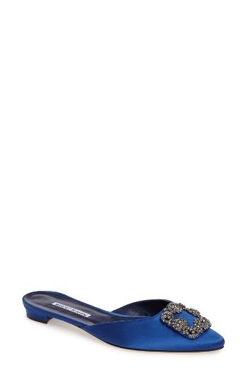 Women's Manolo Blahnik Hangisi Embellished Mule Flat Us / 34eu - Blue
