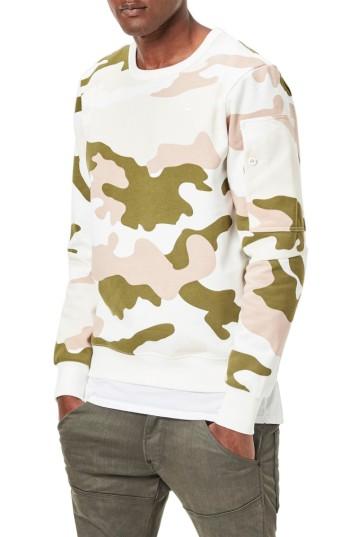 Men's G-star Raw Stalt Camo Sweatshirt - White
