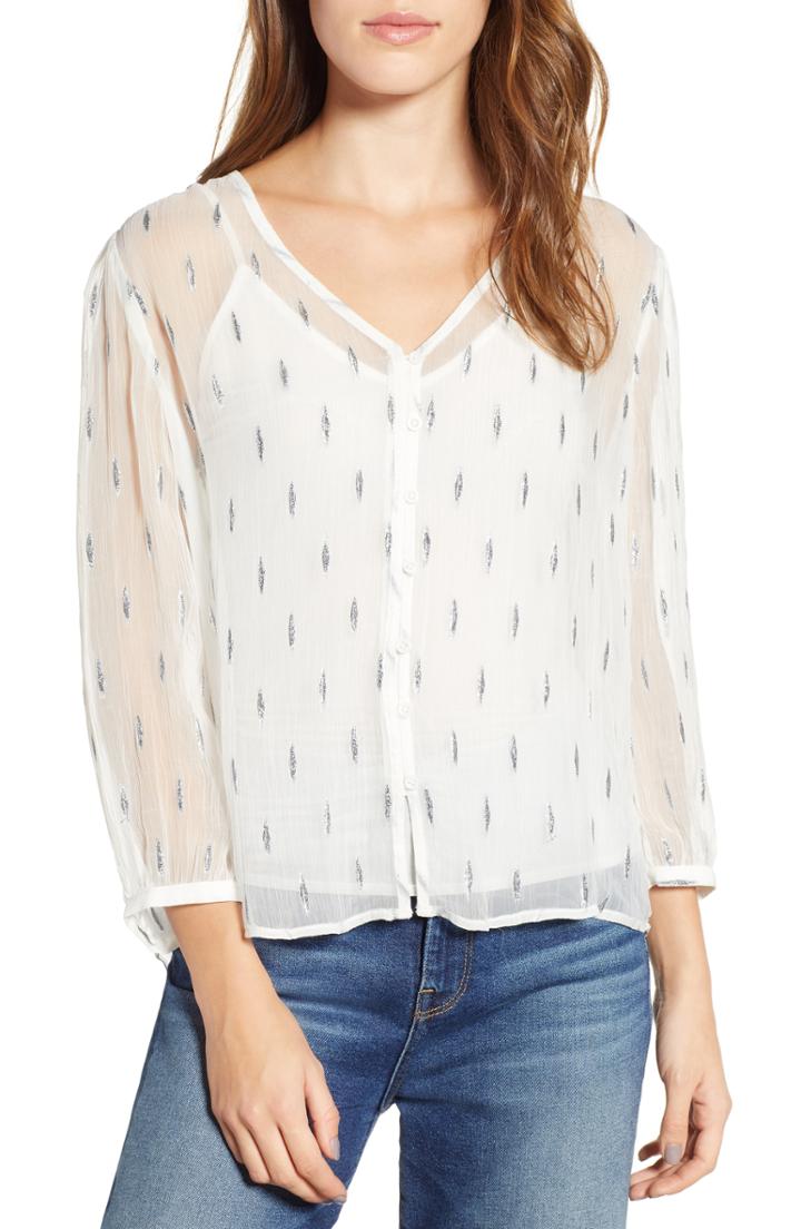 Women's Hinge Metallic Top, Size - Ivory