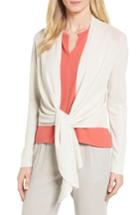 Women's Eileen Fisher Silk & Cotton Wrap Cardigan, Size - White