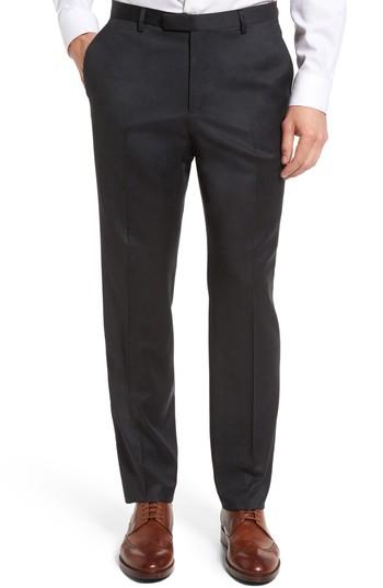 Men's Boss Leenon Flat Front Regular Fit Solid Wool Trousers R - Grey
