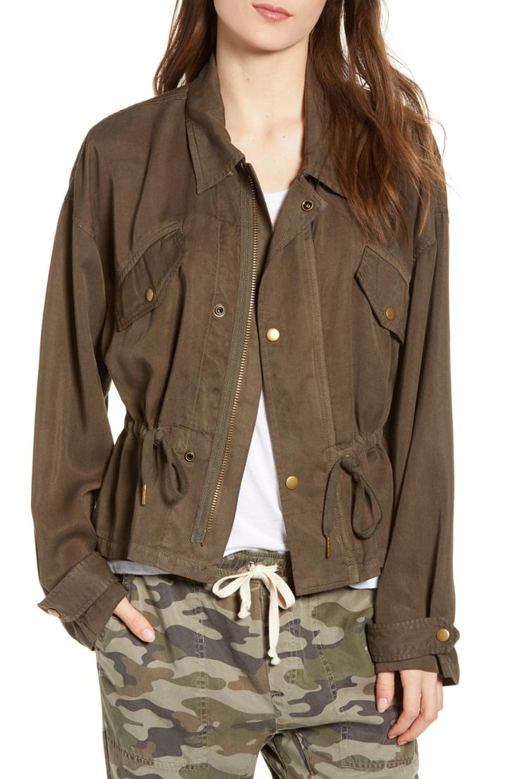 Women's Pam & Gela Slouchy Drawstring Jacket, Size - Green