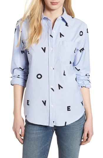 Women's Current/elliott The Derby Love Print Shirt - Blue