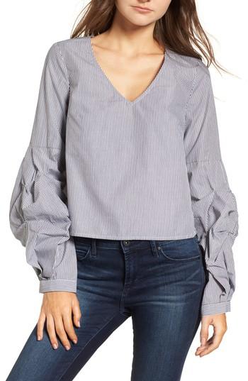 Women's Bp. Balloon Sleeve Poplin Blouse, Size - Black