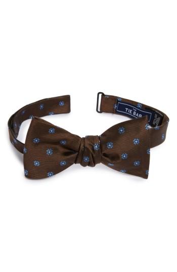 Men's The Tie Bar Floral Span Silk Bow Tie, Size - Brown