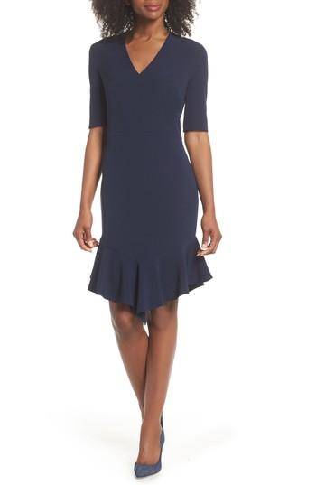 Women's Maggy London Flounce Hem Sheath Dress - Blue