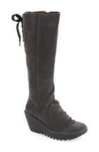 Women's Fly London 'yust' Knee High Platform Wedge Boot .5-6us / 36eu - Black