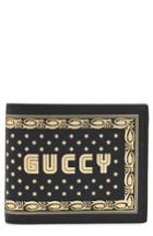 Men's Gucci Print Leather Wallet - Black