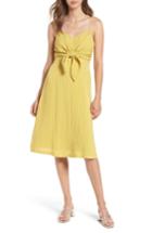 Women's Stripe Tie Front Midi Dress - Yellow