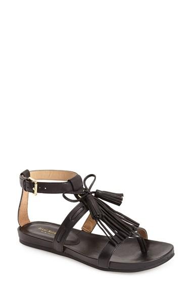 Women's Isaac Mizrahi New York 'primp' Leather Fringe Sandal, Size 11 M - Black Black Leather