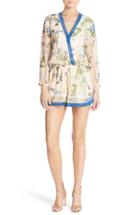 Women's Fraiche By J Floral Print Blouson Romper - Blue/green