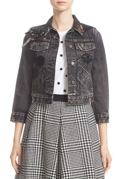 Women's Marc Jacobs Embellished Shrunken Denim Jacket