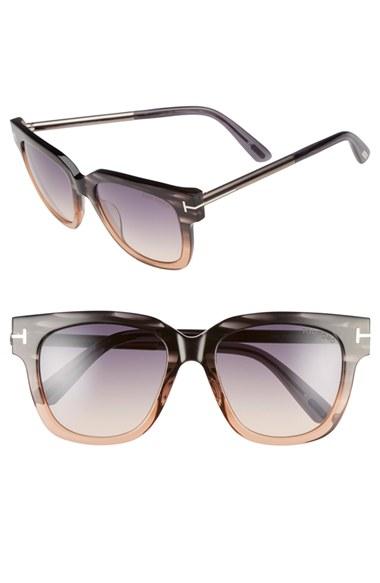 Women's Tom Ford 'tracy' 53mm Retro Sunglasses - Grey/ Gradient Smoke