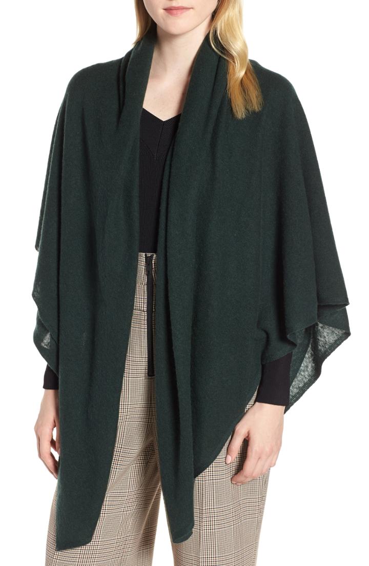 Women's Halogen Lightweight Cashmere Scarf, Size - Green