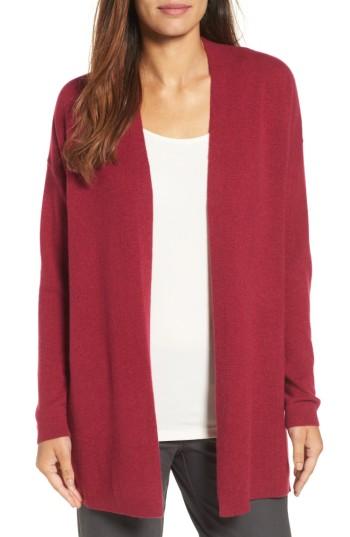 Women's Eileen Fisher Long Cashmere Cardigan, Size - Red