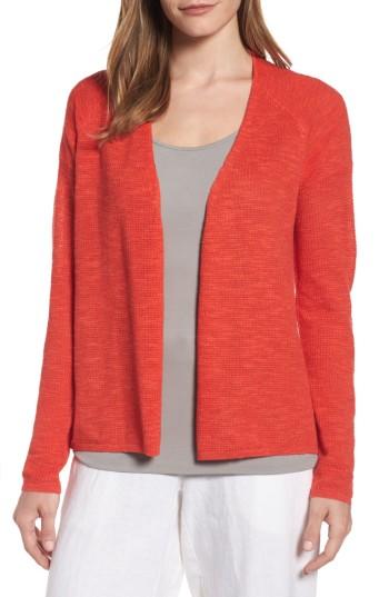 Women's Eileen Fisher V-neck Organic Linen & Cotton Cardigan - Red