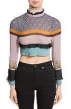 Women's Undercover Stripe Silk Crop Top - Purple