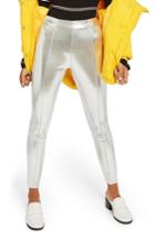 Women's Topshop Silver Skin Stretch Leggings Us (fits Like 0) - Metallic