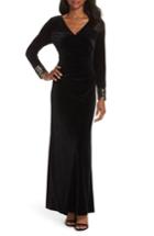 Women's Vince Camuto Sequin Cuff Stretch Velvet Gown - Black