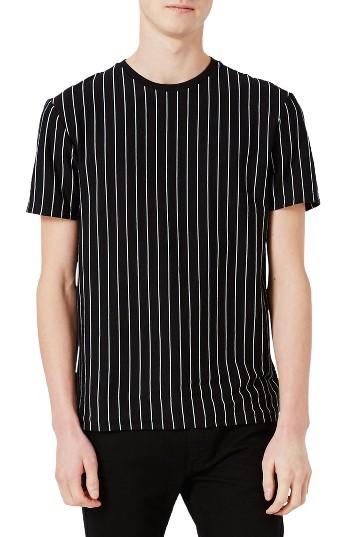 Men's Topman Vertical Stripe T-shirt - Black