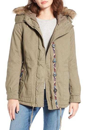 Women's Coffee Shop Parka With Faux Fur Trim