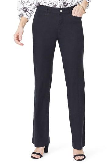 Women's Nydj Linen Trousers - Black