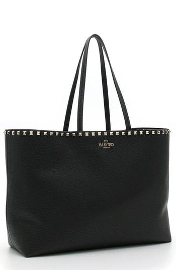 Valentino Garavani Rockstud Leather Tote - Grey