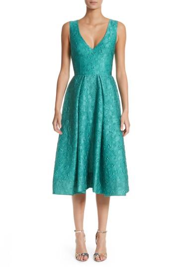 Women's Monique Lhuillier Matelasse A-line Dress - Blue/green