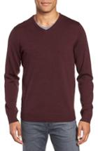 Men's Nordstrom Men's Shop Regular Fit Merino Wool V-neck Sweater - Burgundy