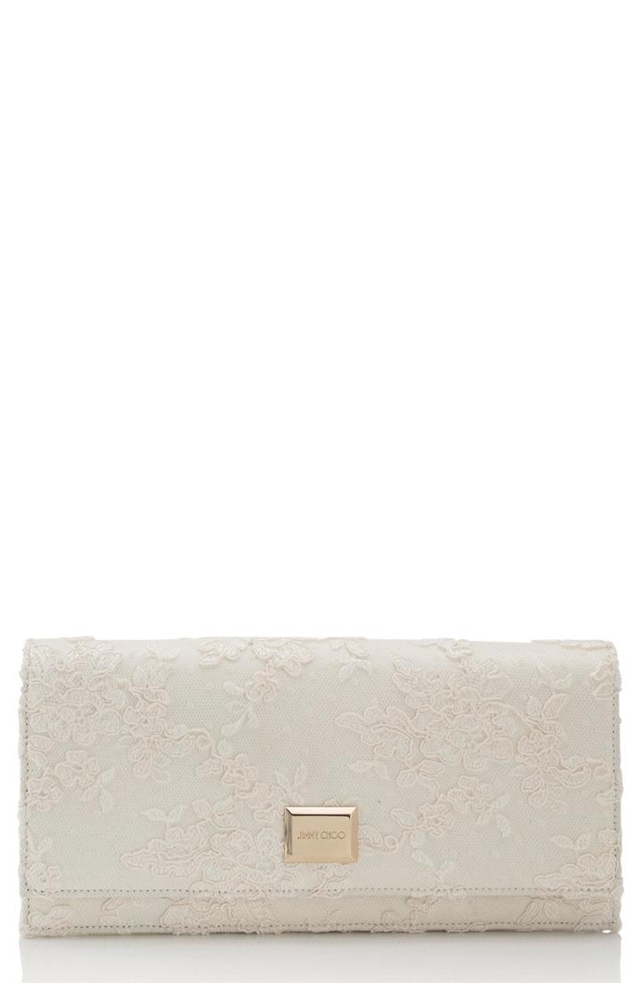 Jimmy Choo Lilia Lace & Leather Clutch -