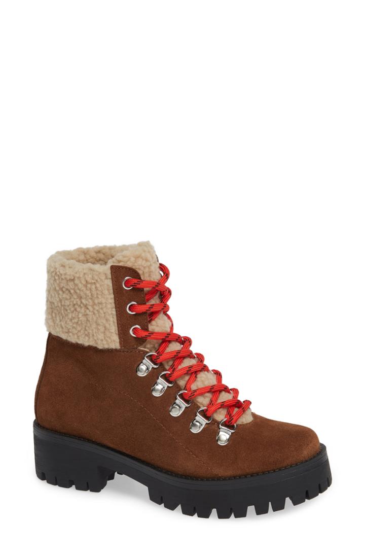 Women's Steve Madden Bitter Faux Shearling Trim Bootie M - Brown
