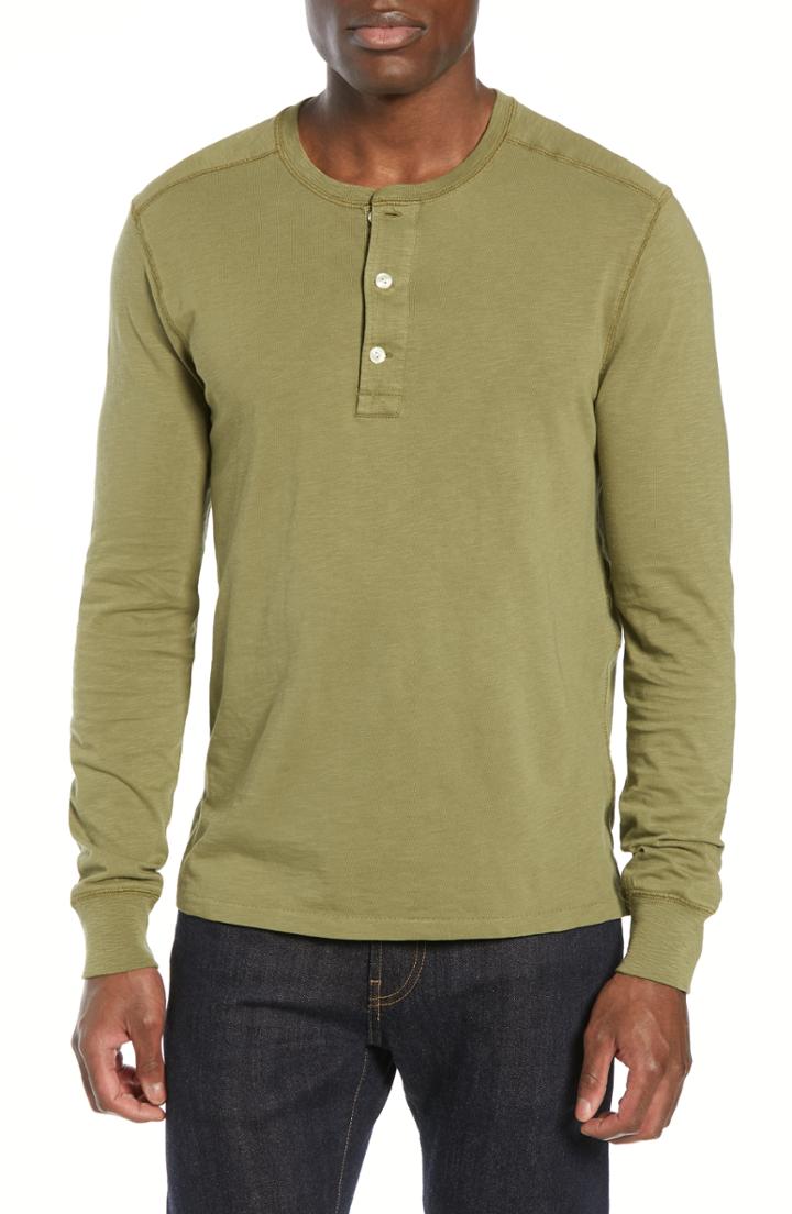 Men's J.crew Slim Fit Garment Dyed Slub Cotton Henley - Green