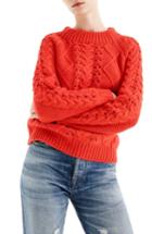 Women's J.crew Cable Knit Mock Neck Sweater - Red