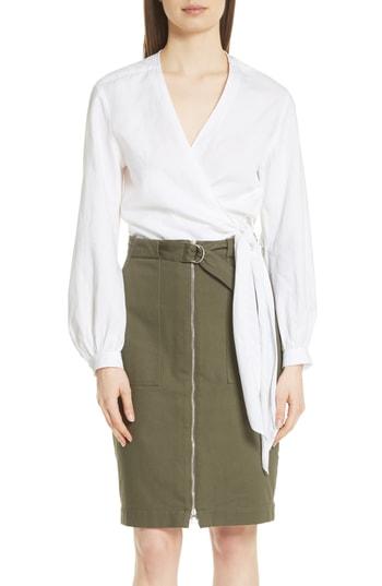 Women's Rag & Bone Prescot Cotton & Linen Wrap Top - White