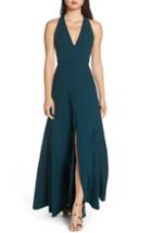 Women's Jenny Yoo Logan Plunging V-neck Velvet Gown - Green