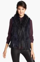 Women's Linda Richards Genuine Rabbit & Raccoon Fur Vest