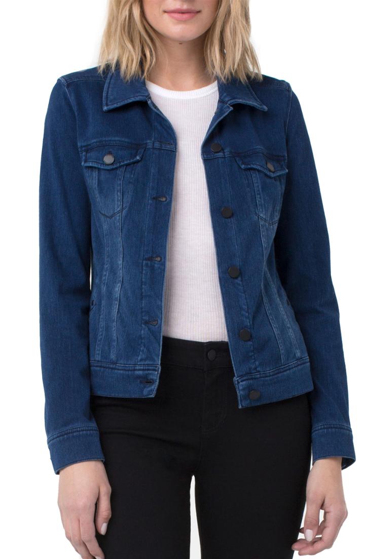 Petite Women's Liverpool Knit Denim Jacket - Blue