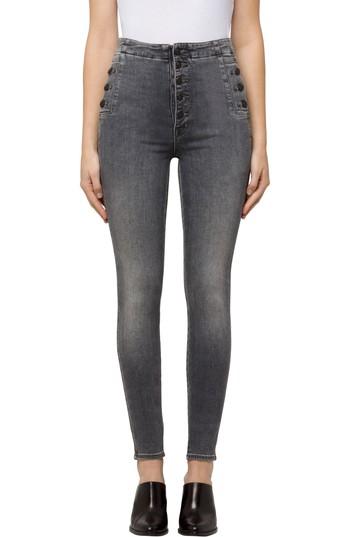Women's J Brand Natasha Sky High Button Skinny Jeans - Grey