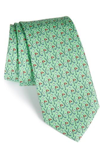 Men's Vineyard Vines Crossed Clubs Silk Tie, Size - Green