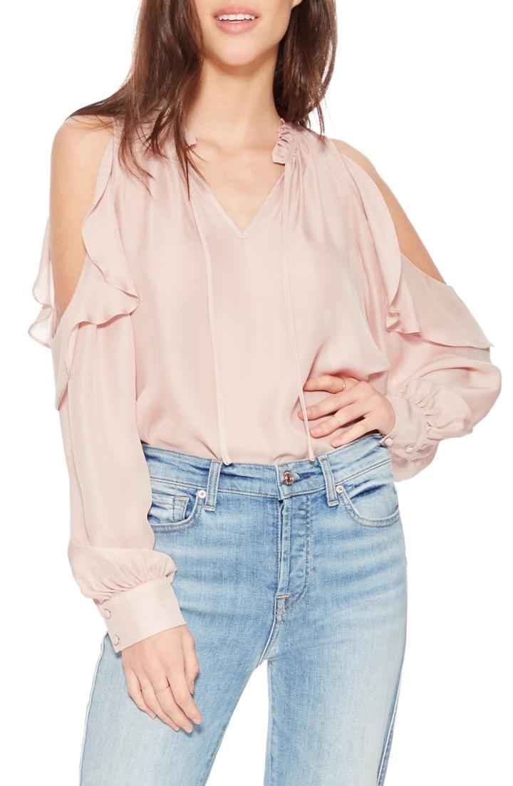 Women's Parker Marjorie Silk Blend Cold Shoulder Blouse - Pink