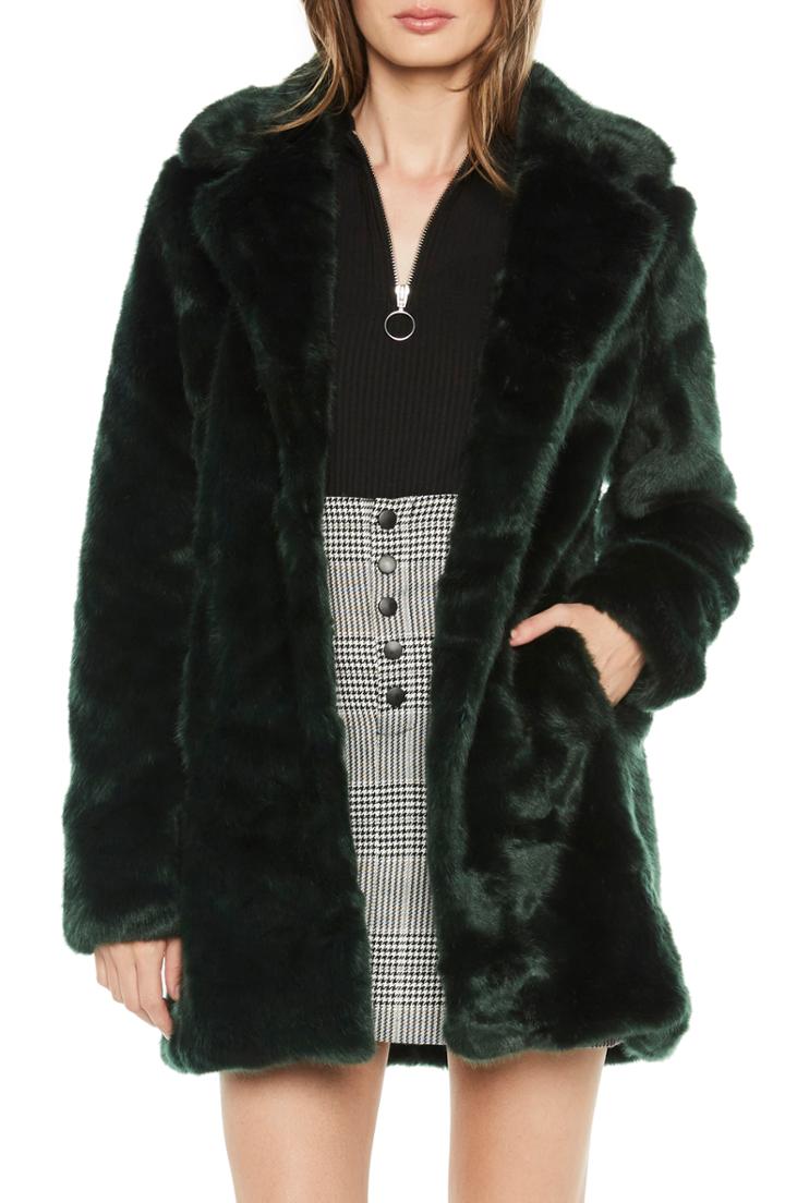 Women's Bardot Faux Fur Coat - Green